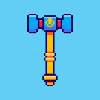 Pixel Art Design ile Oyuncak Çekicin Vektör İllüstrasyonu, oyun varlıkları için mükemmel temalı tasarımlar