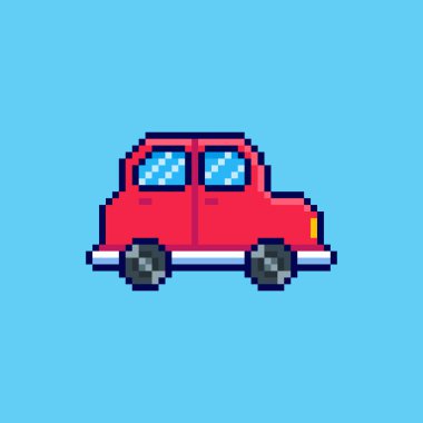 Pixel Sanat Tasarımı ile araba simgesinin vektör çizimi, oyun varlıkları için mükemmel temalı tasarımlar