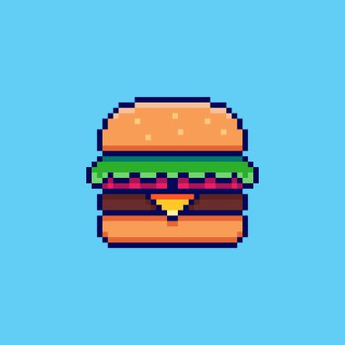 Piksel Sanat Tasarımı ile Burger 'in Vektör İllüstrasyonuName