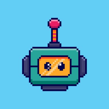 Robot Yüzün Piksel Sanat Tasarımı ile Vektör İllüstrasyonuName