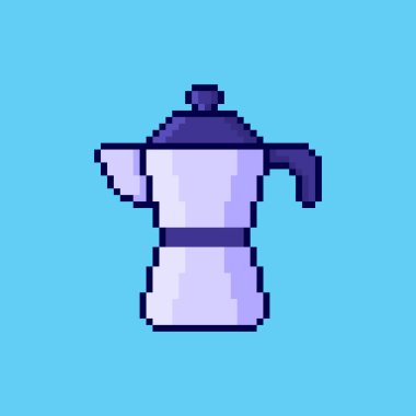 Pixel Art Design ile Coffee Moka Pot 'un Vektör İllüstrasyonu, oyun varlıkları için mükemmel temalı tasarımlar