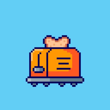 Piksel Sanat Tasarımı ile Tost Makinesinin Vektör İllüstrasyonu, oyun varlıkları temalı tasarımlar için mükemmel