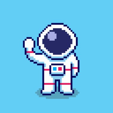 Astronot Karakterinin Vektör İllüstrasyonu Pixel Sanat Tasarımı ile Merhaba Der Oyun varlıkları temalı tasarımlar için mükemmeldir