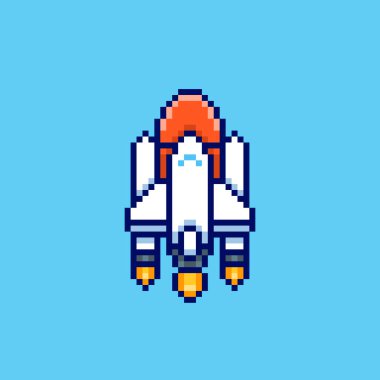 Piksel Sanat Tasarımı ile Uzay Roketinin Vektör İllüstrasyonuName