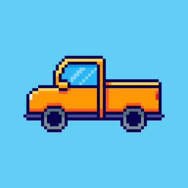 Pixel Art Design ile Pickup Truck 'ın Vektör İllüstrasyonu, oyun varlıkları için mükemmel temalı tasarımlar
