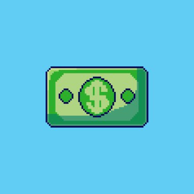 Pixel Art Design ile Dolar Tasarımının Vektör İllüstrasyonu, oyun varlıkları temalı tasarımlar için mükemmel