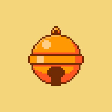 Piksel Sanat Tasarımı ile Altın Çan 'ın Vektör İllüstrasyonu, oyun varlıkları temalı tasarımlar için mükemmel