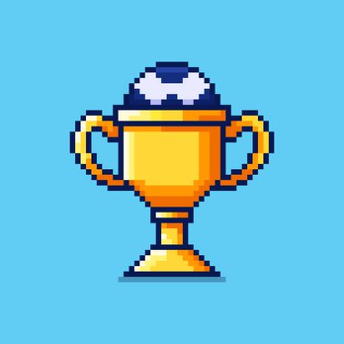 Piksel Sanat Tasarımı ile Altın Kupanın Vektör İllüstrasyonu, oyun varlıkları temalı tasarımlar için mükemmel