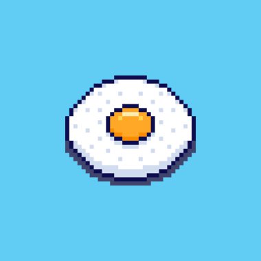 Piksel Sanat Tasarımı ile Kızarmış Yumurtanın Vektör İllüstrasyonuName