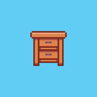 Piksel Sanat Tasarımı ile Tahta Dolabın Vektör İllüstrasyonuName