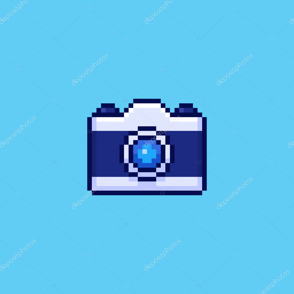 Vector Illustration of camera with Pixel Art Design, perfect for game assets themed designs