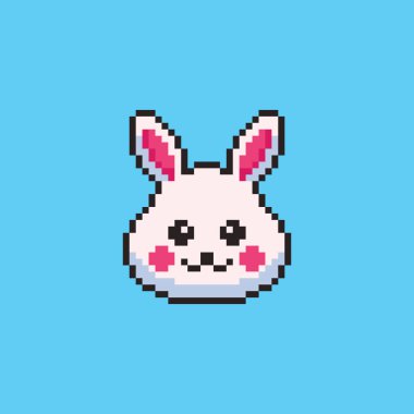 Pixel Art Design ile Kawaii Tavşanının Vektör İllüstrasyonu, oyun varlıkları için mükemmel temalı tasarımlar