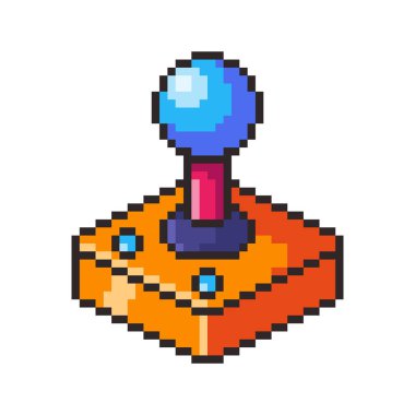 Pixel Art Design ile Klasik Arcade Joystick 'in Vektör İllüstrasyonu, oyun değerleri temalı tasarımlar için mükemmel