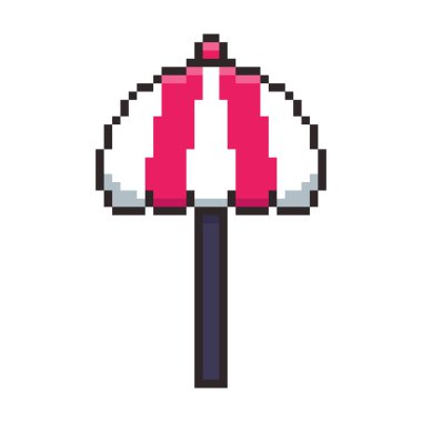 Plaj Şemsiyesi Simgesi 'nin Pikseli Sanat Tasarımı Vektör İllüstrasyonu, oyun varlıkları temalı tasarımlar için mükemmel