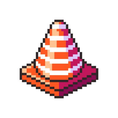 Pixel Art Design ile Trafik Konisinin Vektör İllüstrasyonuName