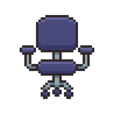 Piksel Sanat Tasarımı ile Ofis Sandalyesi Vektör İllüstrasyonu, oyun varlıkları için mükemmel temalı tasarımlar