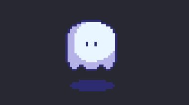Pixel sanat oyunu şirin hayalet. oyun ve uygulamalar için 8 bit uygun animasyon