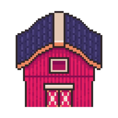 Pixel Art Design ile çiftlik evinin vektör illüstrasyonu, oyun varlıkları için mükemmel temalı tasarımlar