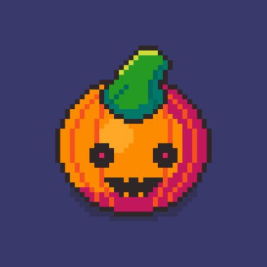 Pixel Art Design ile Korkunç Balkabağı Cadılar Bayramı teması vektör illüstrasyonu, oyun varlıkları temalı tasarımlar için mükemmel