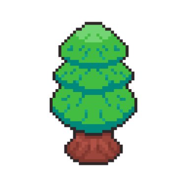 Pixel Art Design ile Ağacın Vektör İllüstrasyonuName