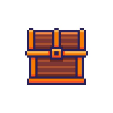Pixel Art Design ile hazine sandığının vektör çizimi, oyun varlıkları temalı tasarımlar için mükemmel