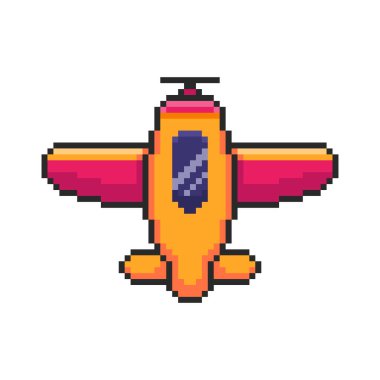 Pixel Art Design ile Uçak Vector Illustration, oyun varlıkları için mükemmel temalı tasarımlar
