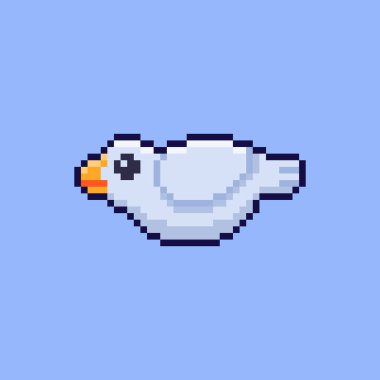 Piksel Sanat Tasarımı ile Uçan Kuşun Vektör İllüstrasyonuName