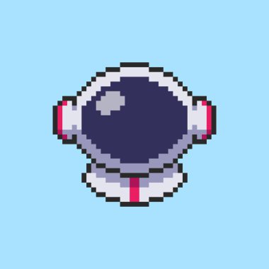 Pixel Art Design ile Astronot Miğferinin Vektör İllüstrasyonuName