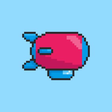 Piksel Sanat Tasarımı ile Zeppelin Hava Gemisinin Vektör İllüstrasyonuName