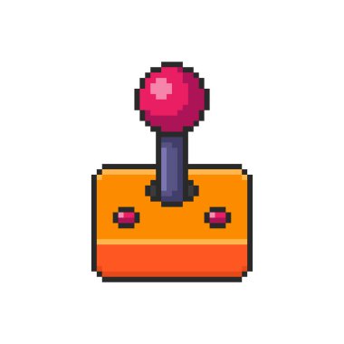 Pixel Art Design ile Klasik Arcade Joystick 'in Vektör İllüstrasyonu, oyun değerleri temalı tasarımlar için mükemmel