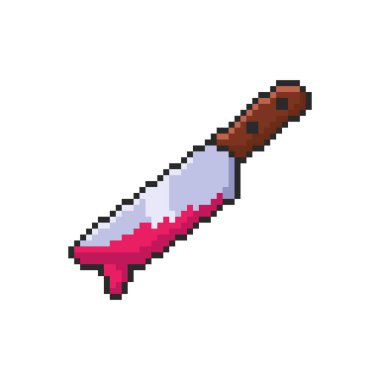 Pikselin Sanat Tasarımı ile Kanlı Bıçak Cadılar Bayramının Vektör İllüstrasyonu, oyun varlıkları temalı tasarımlar için mükemmel