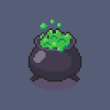 Pixel Sanat Tasarımı ile cadılar bayramı sihirli cadılar bayramı vektör Illustration, oyun varlıkları için mükemmel temalı tasarım