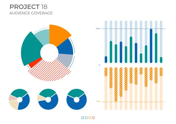 Γραφήματα Δεδομένων Κοινού Κάλυψης Στο Χρώμα Διάγραμμα Οικονομικών Στοιχείων — Διανυσματικό Αρχείο