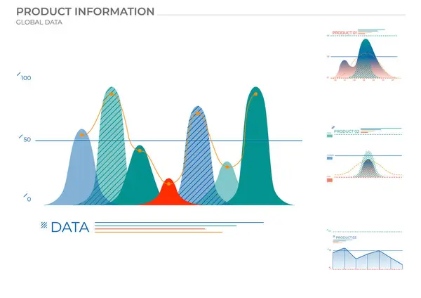 Globální Datové Grafy Barvě Grafy Prvků Financování — Stockový vektor