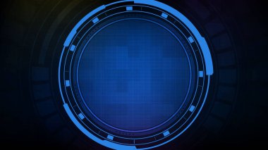 Mavi dairenin soyut fütüristik arka planı parlayan teknoloji bilim kurgu çerçevesi. Hud evet