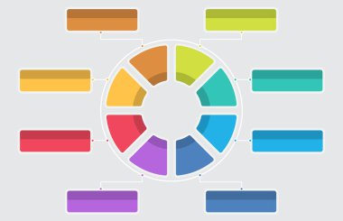 8 daireli bilgi şablonu modern diyagram konusu, sunum bilgi vektörü