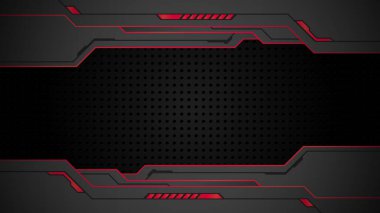 Metalik kırmızı ekran fütüristik bilim kurgu çerçevesi profilinin soyut siyah arkaplanı