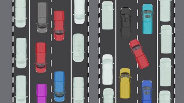 Yol kenarında park yeri olan düz renkli bir araba.