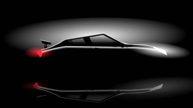 Siyah stüdyo arka planında siluet araba tasarımı