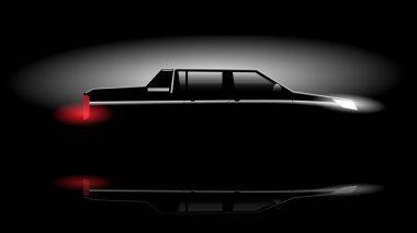 Siyah stüdyo arka planında siluet araba tasarımı