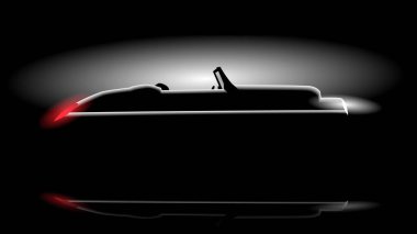 Siyah stüdyo arka planında siluet araba tasarımı