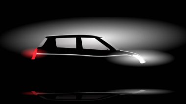 Siyah stüdyo arka planında siluet araba tasarımı