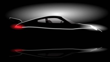 Siyah stüdyo arka planında siluet araba tasarımı