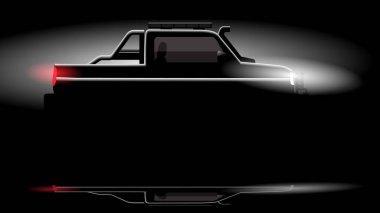 Siyah stüdyo arka planında siluet araba tasarımı