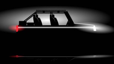 Siyah stüdyo arka planında siluet araba tasarımı