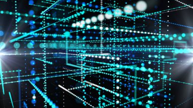 soyut yeşil mavi dijital tünel akış parçacıkları arkaplan