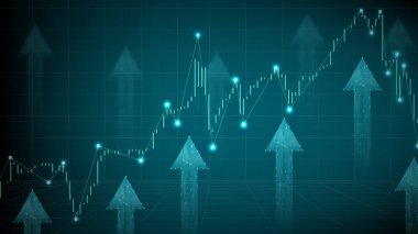 Grafik grafiğindeki çokgen ve mum çubuğunun soyut arkaplanı