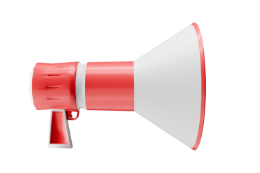 3d simge kırmızı ve beyaz megafon nesnesi