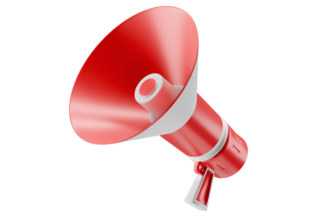 3d simge kırmızı ve beyaz megafon nesnesi