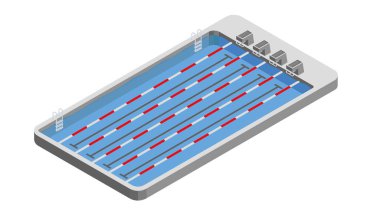 Yüzme havuzu şeritleri izometrik set aqua sporu